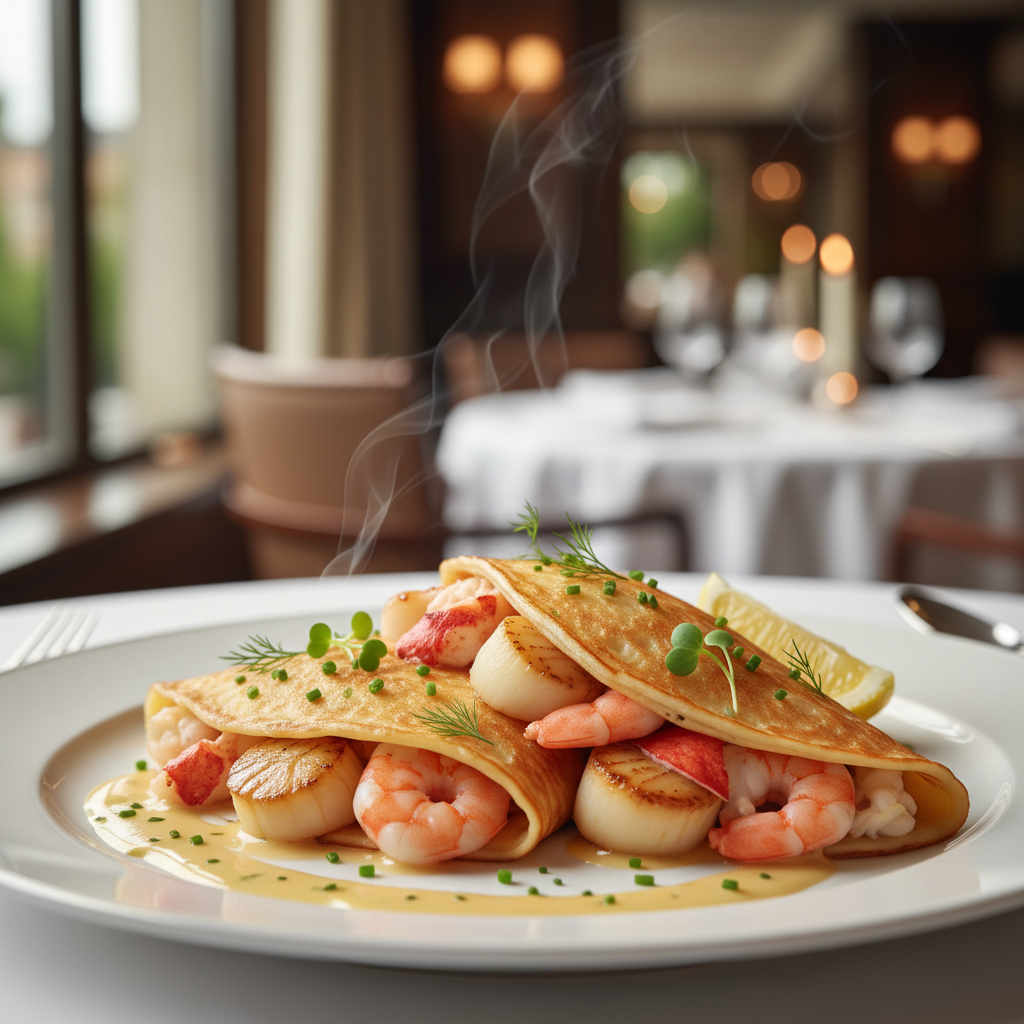 Crêpes aux fruits de mer gastronomiques VitaMenu - Homard, crevettes et pétoncles - Livraison Québec