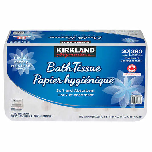 Kirkland Signature – Papier hygiénique 2 épaisseurs de 30 rouleaux à 380 feuilles - VitaMenu
