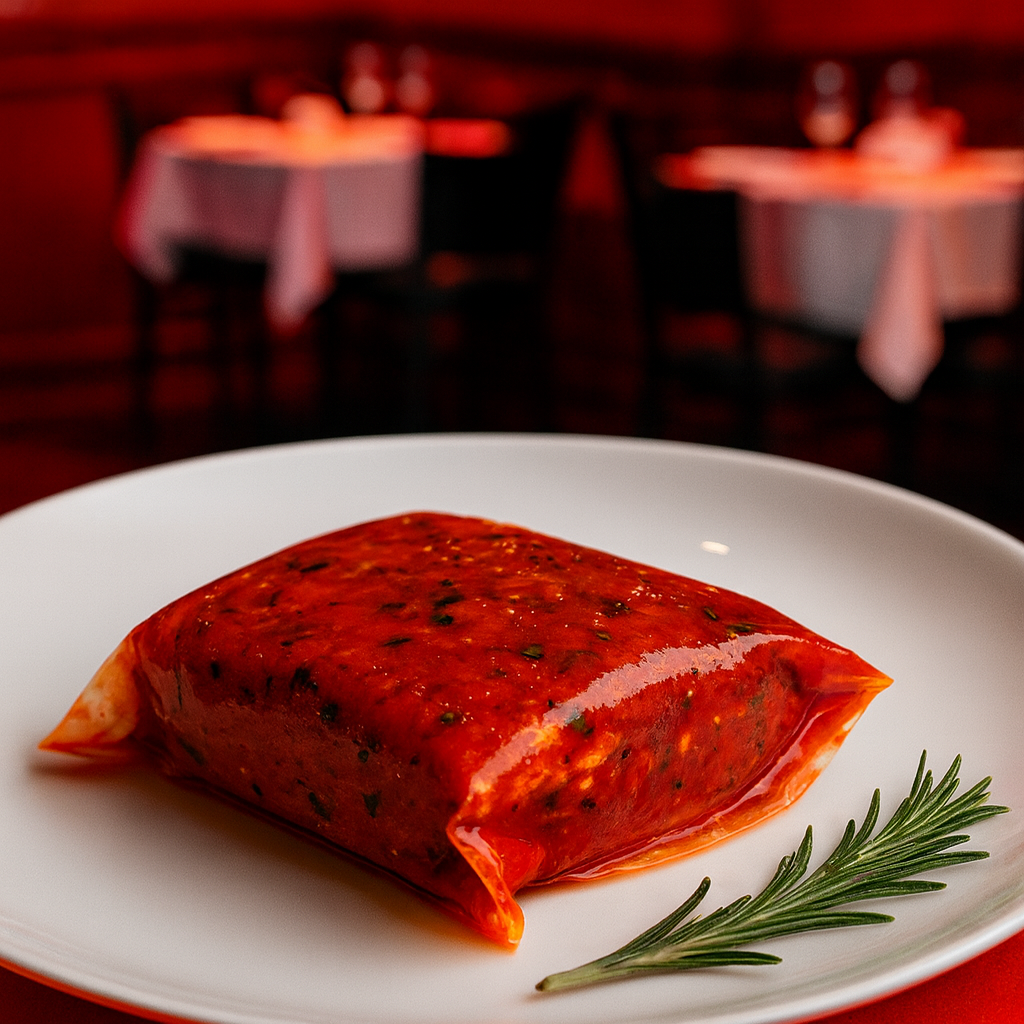 Côte de porc coupée à la française marinée Teriyaki sur assiette — viande locale du Québec | Vitamenu.ca
