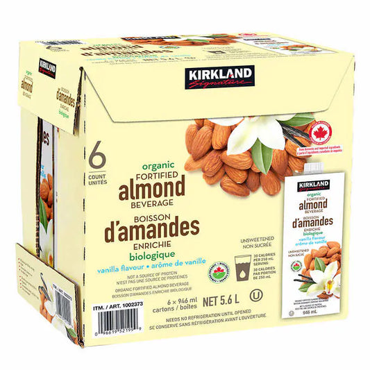 Kirkland Signature - Boisson d’amandes biologique, vanille, 6 × 946 ml