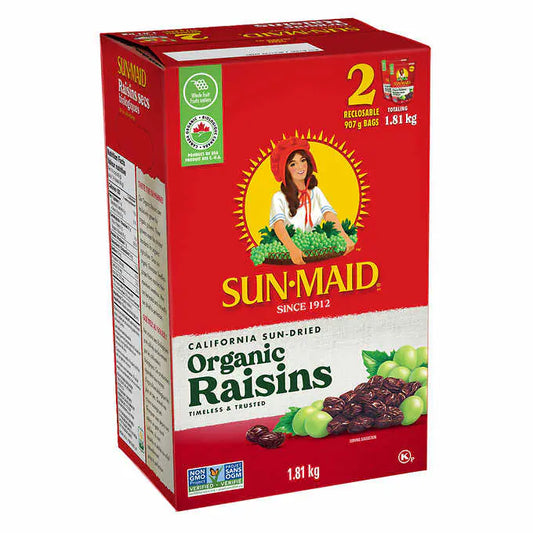 Sunmaid - Raisins secs biologiques de la Californie, 2 x 907 g - VitaMenu