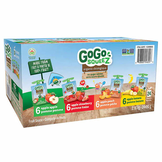 GoGo SQUEEZ - Compotes de fruits biologiques à saveurs variées, 24 x 90 g