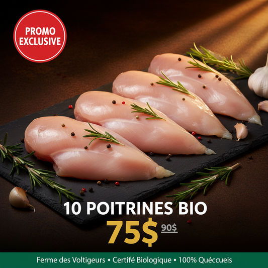 10 poitrines de poulet biologique – Ferme des Voltigeurs