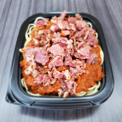 Spaghetti au smoked meat et fromage en grain 8x500gr - VitaMenu, alimentation fremya, les aliments monsieur qualité, grandchef.ca